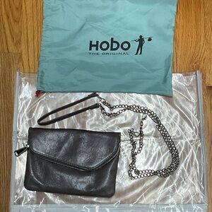 HOBO grey Leather Crossbody with Chain Strap